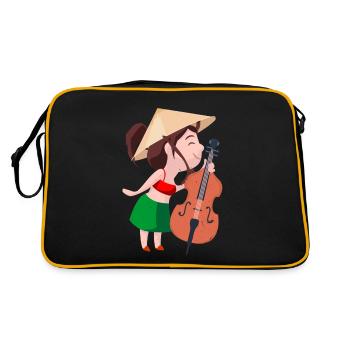 Eine Mädchen mit Kontrabass - Retro Tasche - Schwarz/Gold - Hinten