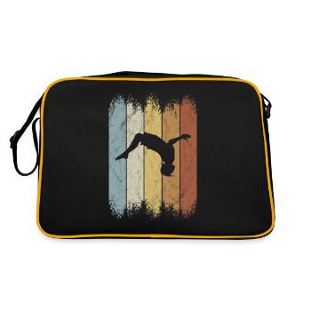Retro Salto BackFlip Parkour Freerunner Silhouette - Retro Tasche - Schwarz/Gold - Hinten
