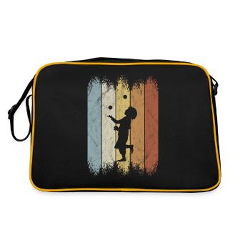 Retro 80er Zirkus Jonglage Jongleur Silhouette - Retro Tasche - Schwarz/Gold - Hinten