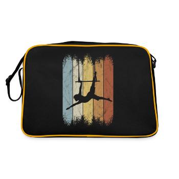 Retro 80er Zirkus Trapez Luft-Artistik Silhouette - Retro Tasche - Schwarz/Gold - Hinten
