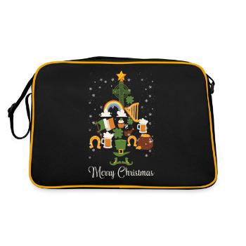 Irish Merry Christmas Pine Tree Funny Decoration - Retro Bag - black/gold - Back