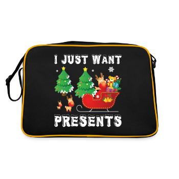 Merry Christmas Christmas Christmas Present - Retro Tasche - Schwarz/Gold - Hinten