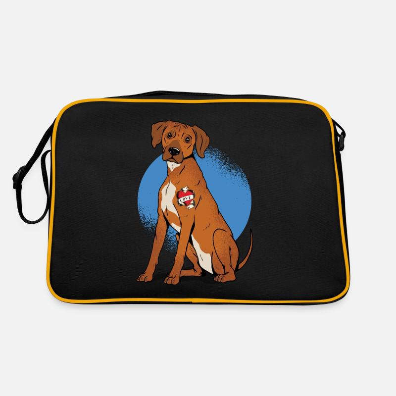Rhodesian Ridgeback Hund taetowiert mit Herz Retro Tasche
