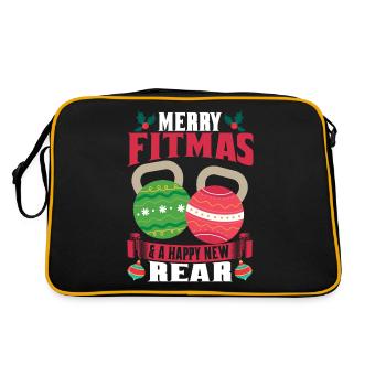 Merry Fitmas Happy New Rear Funny Fitness Lovers - Retro Bag - black/gold - Back