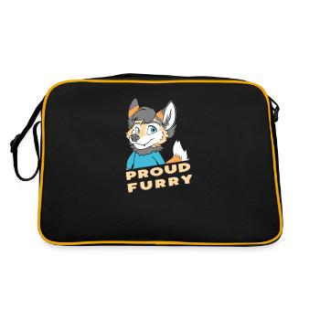 Proud Furry Funny Furry Fandom Fursuit Furries - Retro Bag - black/gold - Back