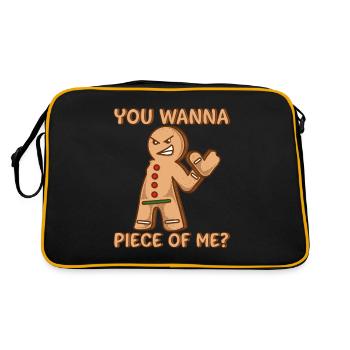 Funny Christmas gift gingerbread man - Retro Bag - black/gold - Back