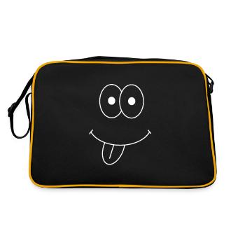 Smily lustig Zunge raus funny - Retro Tasche - Schwarz/Gold - Hinten