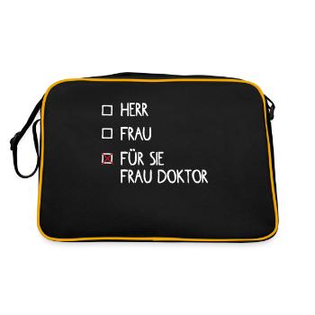 Lustiges Frau Doktor Ärztinnen Witz Geschenk - Retro Tasche - Schwarz/Gold - Hinten