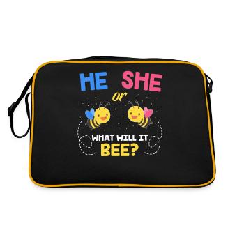 He or she Schwangerschaft - Retro Tasche - Schwarz/Gold - Hinten
