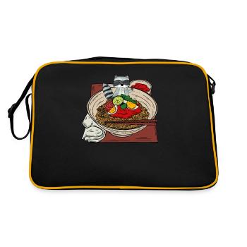 Ramen raccoon - Retro Bag - black/gold - Back