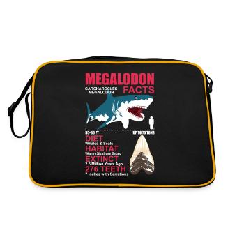 Megalodon Dinosaur Hai Lutig Flirt Fan Gift - Retro Bag - black/gold - Back