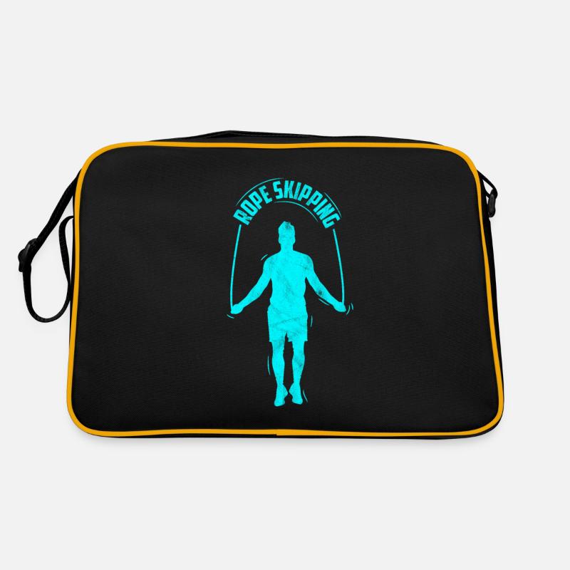 Rope Skipping Seilspringen Workout Anstrengend - Retro Tasche - Schwarz/Gold
