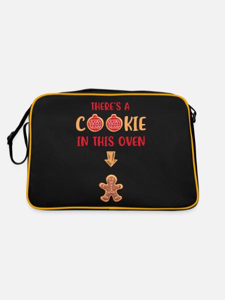 Christmas pregnancy announcement baby cookie - Retro Bag - black/gold - Back