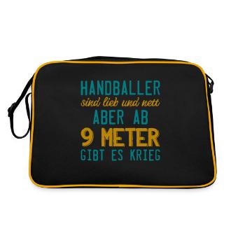 Handball Sport Lustig Spruch Amateur Geschenk - Retro Tasche - Schwarz/Gold - Hinten