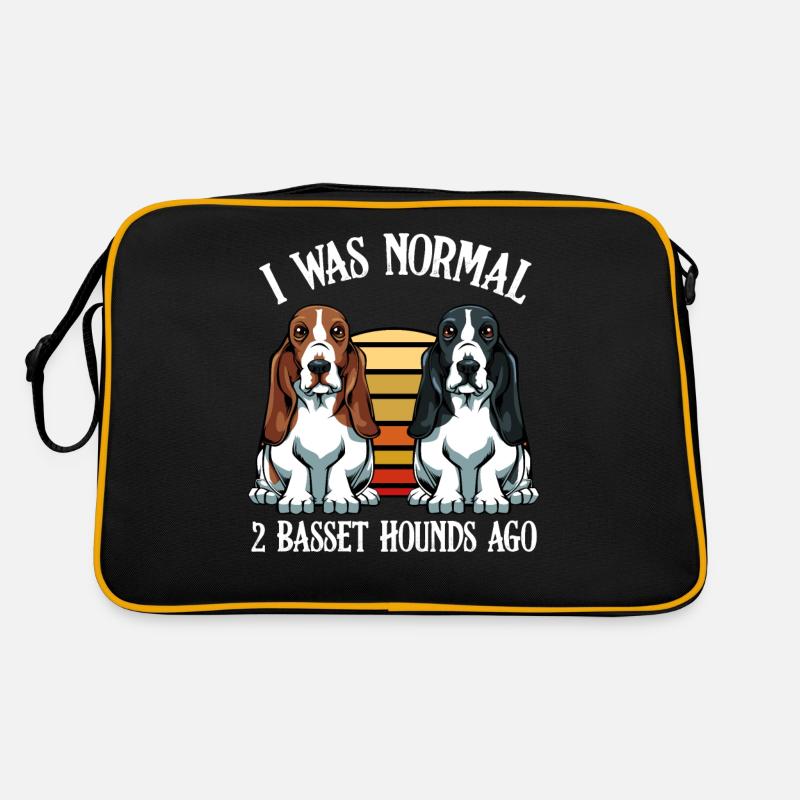 Basset Hound - Retro Tasche - Schwarz/Gold