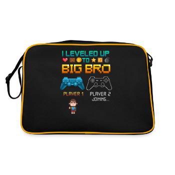 Bruder groß Kleiner Bruder Nachwuchs Schwanger - Retro Tasche - Schwarz/Gold - Hinten