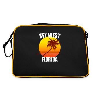 Key West Florida USA Palme Strand Meer Karibik - Retro Tasche - Schwarz/Gold - Hinten