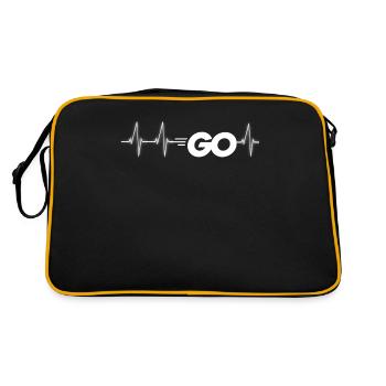Go Programming Language with Go logo in heartbeat - Retro Bag - black/gold - Back