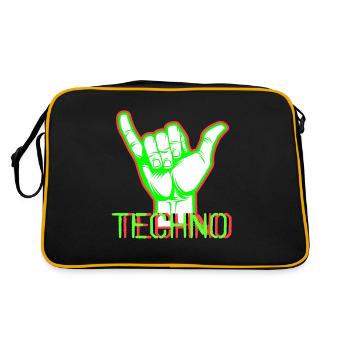Techno Music - Retro Tasche - Schwarz/Gold - Hinten