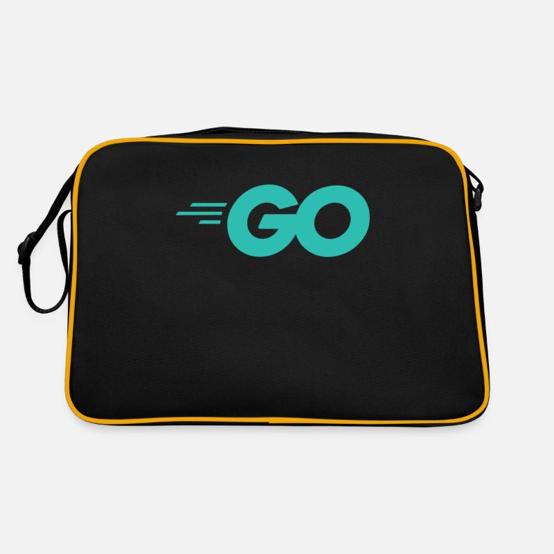 Go Programming Language with Go logo Go - Retro Bag - black/gold