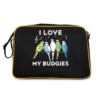 Wellensittich - Retro Tasche - Schwarz/Gold - Hinten