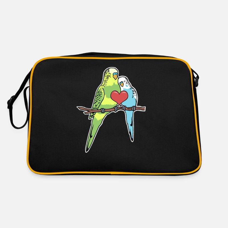 Wellensittich - Retro Tasche - Schwarz/Gold