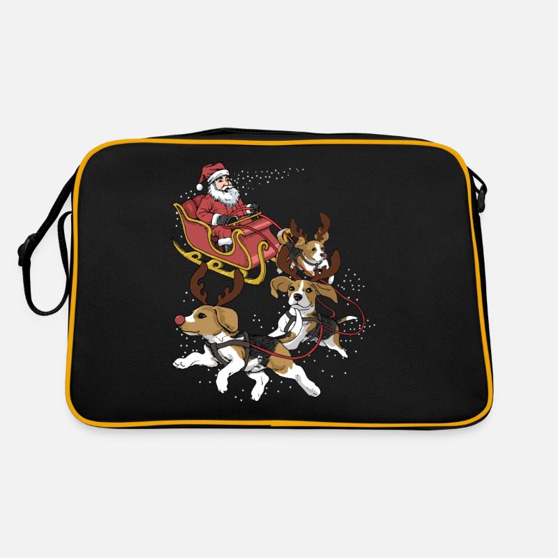 Beagle Weihnachten - Retro Tasche - Schwarz/Gold