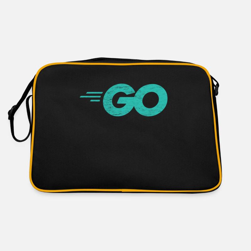 Go-Programmiersprache mit Go-Logo in Not - Retro Tasche - Schwarz/Gold