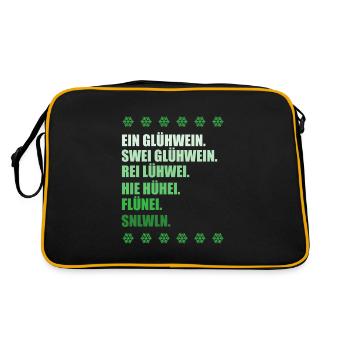 Glühwein Bestellung Lustiges Geschenk - Retro Tasche - Schwarz/Gold - Hinten