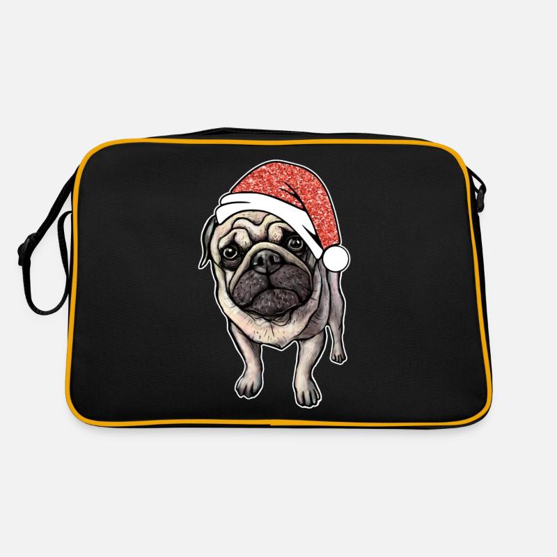 Mops Pug Weihnachten Geschenkidee Retro Tasche