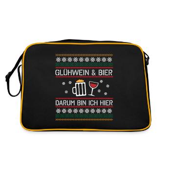 Ugly Christmas Glühwein Bier Geschenk - Retro Tasche - Schwarz/Gold - Hinten