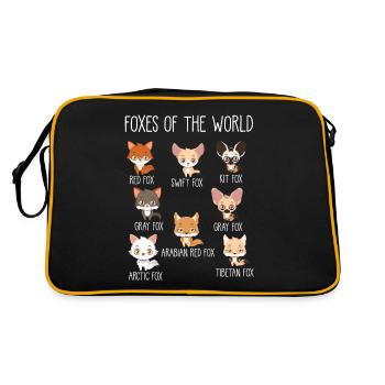 Füchse der Welt Geschenk für Fuchs Liebhaber - Retro Tasche - Schwarz/Gold - Hinten