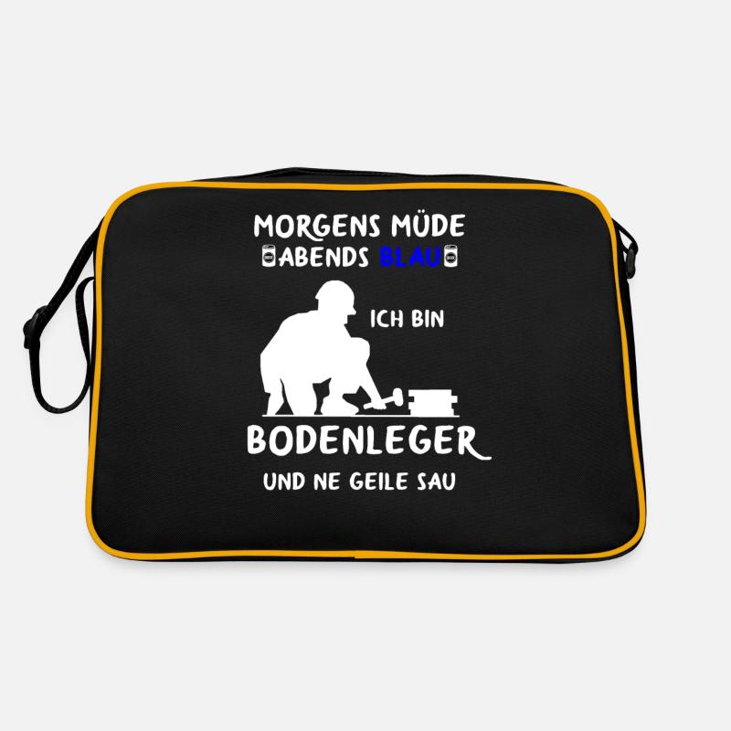 Bodenleger Fußbodenleger Teppichleger Handwerker - Retro Tasche - Schwarz/Gold
