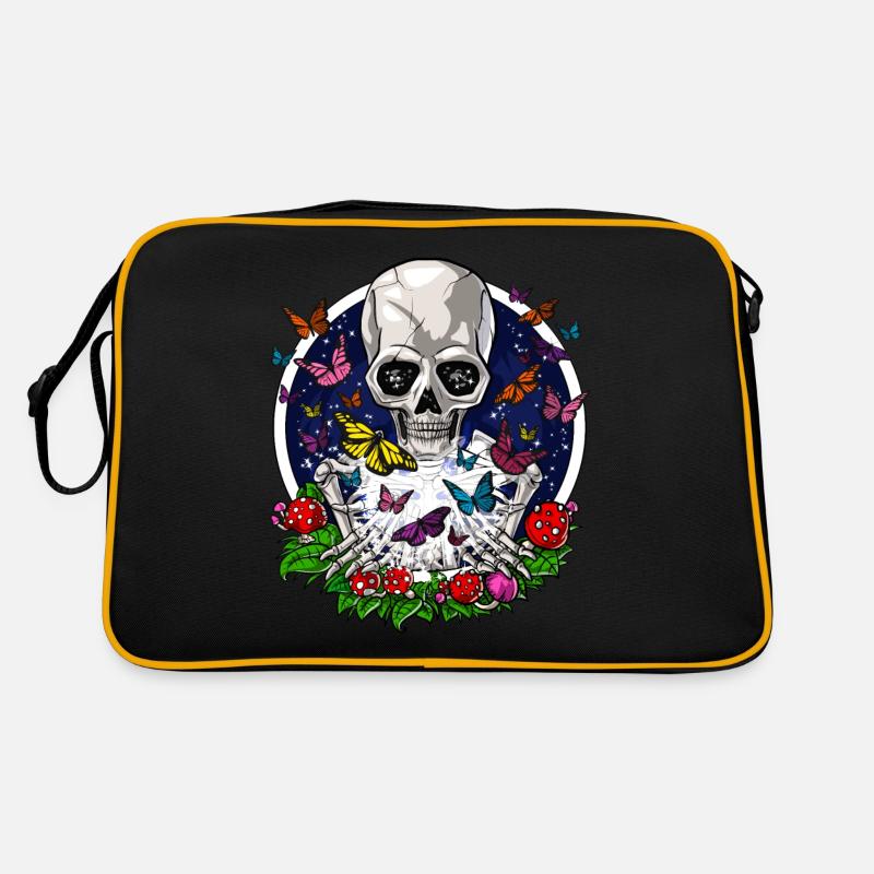 Psychedelisches Schmetterlings-Skelett Retro Tasche