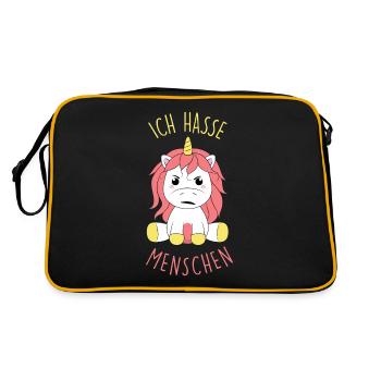 Ich hasse Menschen - Retro Tasche - Schwarz/Gold - Hinten