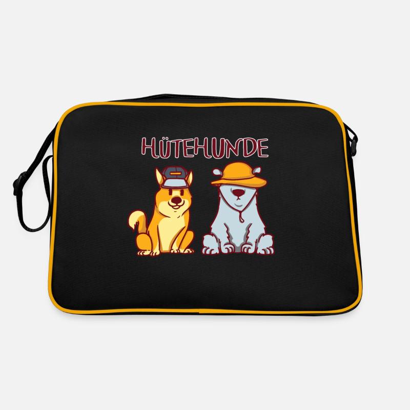 Hütehunde Hund Hunde Border Collie Geschenk - Retro Tasche - Schwarz/Gold