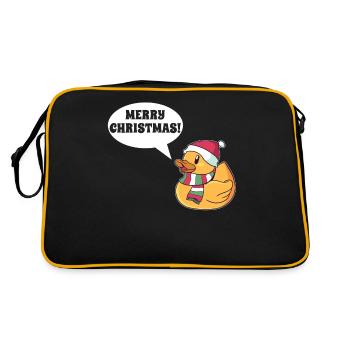 Frohe Weihnachten Ente Feiertage Geschenk - Retro Tasche - Schwarz/Gold - Hinten