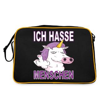 Ich hasse Menschen - Retro Tasche - Schwarz/Gold - Hinten