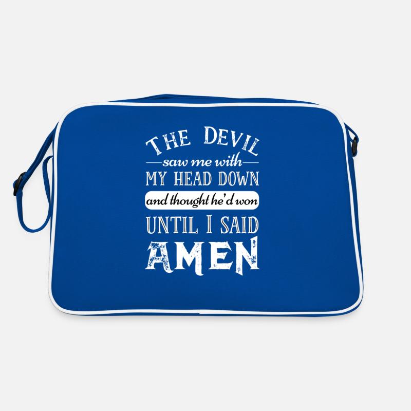 Christian Prayer Devil Wrong Head Down Amen God Retro Bag