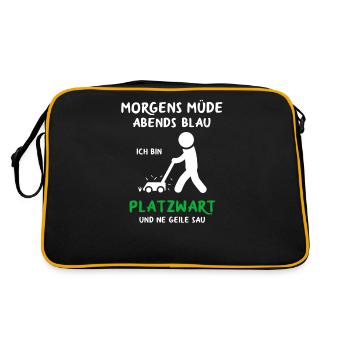 Platzwart Groundsman Greenkeeper Campingplatz - Retro Tasche - Schwarz/Gold - Hinten