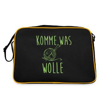 Komme was Wolle Stricken - Retro Tasche - Schwarz/Gold - Hinten