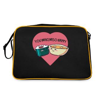 Sushi You Maki Miso Joyeux Kawaii Japon Cadeau - Sac Retro - noir/or - Dos
