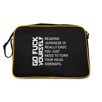 Reading Japanese is easy | Go fuck yourself funny - Retro Bag - black/gold - Back