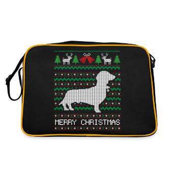 Weihnachts-Dackel - Retro Tasche - Schwarz/Gold - Hinten