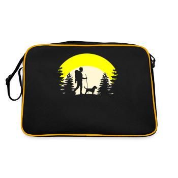 Hund Wandern - Retro Tasche - Schwarz/Gold - Hinten