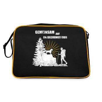 Wandern Hund - Retro Tasche - Schwarz/Gold - Hinten