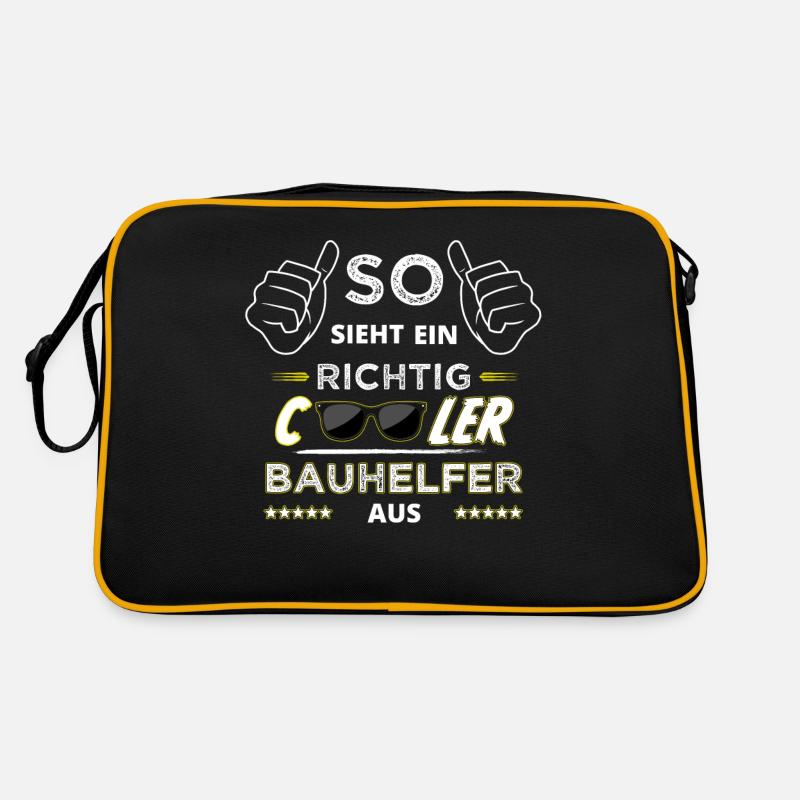Bauhelfer Haus Bau Bauleiter Bauleiterin - Retro Tasche - Schwarz/Gold