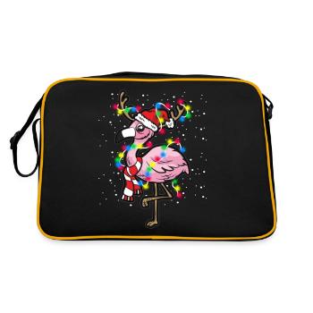 FLAMINGO rose avec bonnet et écharpe - Sac Retro - noir/or - Dos