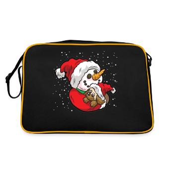 Bonhomme de neige doux embrasse un chiot mignon - Sac Retro - noir/or - Dos