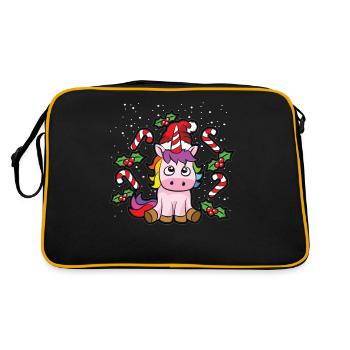 Christmas unicorn with candy cane - Retro Bag - black/gold - Back
